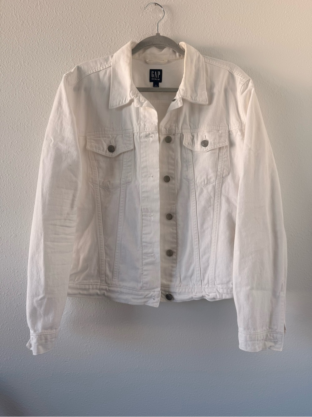 GAP White Denim Jacket with Button Front